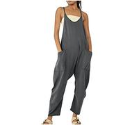 NUSGEAR 2023 Mono Peto Suelto Mujer Jumpsuit de Eslinga Verano Moda Petos de Pantalones Largo Casual Bolsillo Clásico Color Sólido Monos Pierna Ancha Playa Cómodo Pantalón Rompers