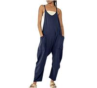 NUSGEAR 2023 Mono Peto Suelto Mujer Jumpsuit de Eslinga Verano Moda Petos de Pantalones Largo Casual Bolsillo Clásico Color Sólido Monos Pierna Ancha Playa Cómodo Pantalón Rompers