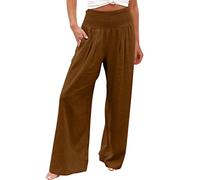 NUSGEAR 2023 Pantalones Mujer Pantalón Largo Moda Suelto Bolsillo Pantalón Original Casual Fiesta Cómodo Pantalones Oficina Negocio Verano Elegante Cintura Alta Pantalones Vacaciones, Marrón3