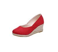 NUSGEAR 2023 Sandalias Mujer Plataforma Alpargatas de Cuña Comodas Zapatos Tacón Esparto Sandalias vestir Espadrilles Moda Casual Forrado de Yute Pala Cerrada Primavera Otoño Verano