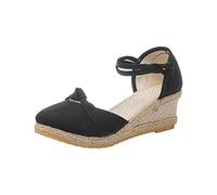 NUSGEAR 2023 Sandalias Mujer Plataforma Alpargatas de Cuña Comodas Zapatos Tacón Esparto Sandalias vestir Espadrilles Moda Casual Forrado de Yute Pala Cerrada Primavera Verano Otoño