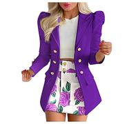NUSGEAR 2023 Traje de 2 Piezas Mujer Moda Blazer un Pecho y Faldas corto Otoño Verano Ajuste Slim Fit Oficina Negocios Fiesta Elegante Cena Casual color sólido Traje Chaqueta