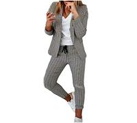 NUSGEAR 2023 Traje de 2 Piezas Mujer Moda Blazer y Pantalones largo Otoño invierno Slim Fit Oficina Negocios Elegante Fiesta Cena Casual color sólido Traje Basic Chaqueta abrigo cómodo Conjunto