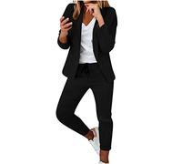 NUSGEAR 2023 Traje de 2 Piezas Mujer Moda Blazer y Pantalones largo Otoño invierno Slim Fit Oficina Negocios Elegante Fiesta Cena Casual color sólido Traje Basic Chaqueta abrigo cómodo Conjunto