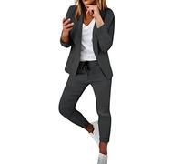 NUSGEAR 2023 Traje de 2 Piezas Mujer Moda Blazer y Pantalones largo Otoño invierno Slim Fit Oficina Negocios Elegante Fiesta Cena Casual color sólido Traje Basic Chaqueta abrigo cómodo Conjunto