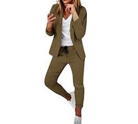 NUSGEAR 2023 Traje de 2 Piezas Mujer Moda Blazer y Pantalones largo Otoño invierno Slim Fit Oficina Negocios Elegante Fiesta Cena Casual color sólido Traje Basic Chaqueta abrigo cómodo Conjunto