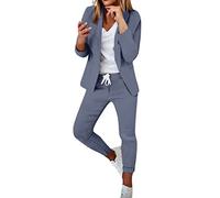 NUSGEAR 2023 Traje de 2 Piezas Mujer Moda Blazer y Pantalones largo Otoño invierno Slim Fit Oficina Negocios Elegante Fiesta Cena Casual color sólido Traje Basic Chaqueta abrigo cómodo Conjunto