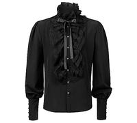 NUSGEAR 2024 Camisa de Manga Larga Hombre Camiseta Medieval Color sólido Vintag Retro gótico Steampunk Elegante Volante Moda Original T-Shirt Camisa Suelto Fiesta Disfraz Tops tee Traje