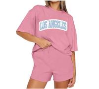 NUSGEAR 2024 Chandal Mujer Completo verano otoño 2pc Deportivo Tracksuit camiseta manga corta y pantalones corto Conjunto Moda Traje Casual Suelto Jogging Completo