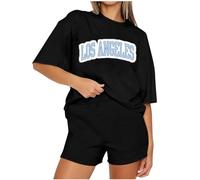 NUSGEAR 2024 Chandal Mujer Completo verano otoño 2pc Deportivo Tracksuit camiseta manga corta y pantalones corto Conjunto Moda Traje Casual Suelto Jogging Completo