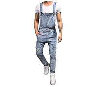 NUSGEAR 2024 Mono Pantalones de Vaqueros Hombre Peto Trabajo Bib Jumpsuit con Bolsillos Slim Fit Roto Mezclilla Moda Casual Fiesta Pant Jeans Roto Denim Pantalones Mono