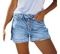 NUSGEAR 2024 Pantalones Cortos Vaquero Mujer Moda Bermudas Casual Mezclilla Pantalon Corto Elástico Chandal Bolsillo Shorts Deportivos Rotos Pantalones Cortos Jeans Shorts Denim Playa