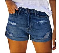 NUSGEAR 2024 Pantalones Cortos Vaquero Mujer Moda Casual Bermudas Mezclilla Pantalon Corto Elástico Chandal Bolsillo Shorts Deportivos Rotos Pantalones Cortos Jeans Shorts Denim Playa