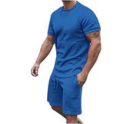NUSGEAR 2026 Chándal Hombre Traje Hombre 2pc Camiseta manga corta y pantalones corto colore sólido Completo Deportivo Fitness Jogging Gym Conjunto Verano Basic Moda Causal Cómodo Chándal