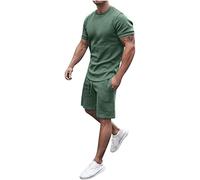 NUSGEAR 2026 Chándal Hombre Traje Hombre 2pc Camiseta manga corta y pantalones corto colore sólido Completo Deportivo Fitness Jogging Gym Conjunto Verano Basic Moda Causal Cómodo Chándal