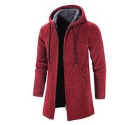 NUSGEAR Abrigo con capucha Hombre otoño Invierno Chaqueta largo Casual gruesa Forro de felpa Moda Chaqueta Cardigan Caliente Sudadera Deportivo Informal Outwear Cálido parka Tops Jacket Cazadora