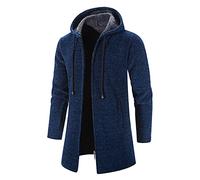 NUSGEAR Abrigo con capucha Hombre otoño Invierno Chaqueta largo Casual gruesa Forro de felpa Moda Chaqueta Cardigan Caliente Sudadera Deportivo Informal Outwear Cálido parka Tops Jacket Cazadora