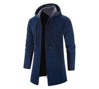 NUSGEAR Abrigo con capucha Hombre otoño Invierno Chaqueta largo Casual gruesa Forro de felpa Moda Chaqueta Cardigan Caliente Sudadera Deportivo Informal Outwear Cálido parka Tops Jacket Cazadora