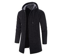 NUSGEAR Abrigo con capucha Hombre otoño Invierno Chaqueta largo Casual gruesa Forro de felpa Moda Chaqueta Cardigan Caliente Sudadera Deportivo Informal Outwear Cálido parka Tops Jacket Cazadora