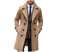 NUSGEAR Abrigo hombre invierno, Sobretodo Mezcla de Lana Botón Elegante Gabardina Negocios Oficina Color sólido Abrigo Slim fit Moda Cortavientos caliente Chaquetas parka Blazer Outwear traje 2025