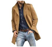 NUSGEAR Abrigo hombre invierno, Sobretodo Mezcla de Lana Botón Manga Larga Gabardina Color sólido Abrigo largo Moda Slim-fit Cortavientos Elegant caliente Chaquetas parka Blazer Outwear traje