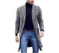 NUSGEAR Abrigo hombre invierno Sobretodo Mezcla de Lana Elegante Gabardina Oficina Negocios estampado a cuadros Abrigo Moda Slim fit Cortavientos caliente Chaquetas parka Blazer Outwear traje 2025