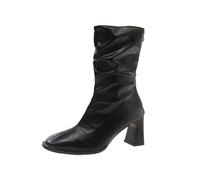 NUSGEAR Bota Altas Con Puntera Botas Mujer De Caña Larga Hasta Invierno Con Tacon, Bota De Tacón Con Cremallera Lateral, Boots Largas Cómodas Y Modernas Botin Altas Hasta La, Punta Cuadrada