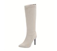 NUSGEAR Bota De Tacón Con Cremallera Lateral, Boots Largas Cómodas Y Modernas Botin Altas Hasta La Punta Cuadrada Mujer Elegante Tacón De Aguja Botas Hasta La Botas Largas Para Mujer