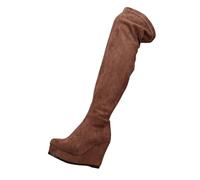 NUSGEAR Botas Altas Hasta La Bota De Cuero Elegantes E Informales Con Tacón Grueso Suela Suave Boots De Mujer, Botin De Invierno, Botas Por Encima De La Para Mujer, Elegantes Invierno De Ante