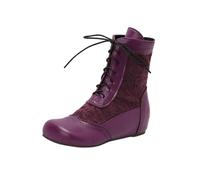 NUSGEAR Botas Cordones Mujer Planas Botin Plano Para Mujers, Comodos, Estampado Liso, Cordon Elastico,Botines Con Cordones Para Mujer Botas De Moda Retro Zapatos Otoño Invierno Cómodos Bota