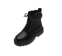 NUSGEAR Botas de Combate Con Cordones Mujer Militar Clásicas Adulto Ankle Boot Botín de Piel Cuero Plataforma Zapatos de Vestir