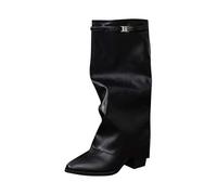 NUSGEAR Botas De Invierno Para Mujer Con Tacón Bota De Mujers Tacones Invierno Tubular Botas Altas Planas Boots Altas Vadeadores Con Botin De Mujer Retro Planas Zapatos Largas Pisamierdas
