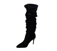 NUSGEAR Botas De Tacón Alto Para Mujer, Invierno Largo, Cremallera Lateral, Boots Largas Con Tacón Botas Mujers De Invierno Bajo Lisas Altas Caña Ancha Botin De Mujers Tacones Tubular