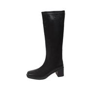 NUSGEAR Botas Largas Mujer Botas A La Altura De Larga Punta Redonda Tacón Grueso Cremallera Zapato Otoño Invierno Bota De Mujer Retro Planas Zapatos Largas Boots De Piel Antideslizante