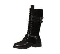 NUSGEAR Botas Largas Por Encima De La, Zapatos Largas Hasta La Bota De Mujer Retro Planas Zapatos Botas Forrado De Piel Antideslizante Cremallera Boots Altas Por, Elegantes Bota