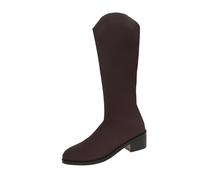 NUSGEAR Botas Mujer De Caña Larga Hasta Invierno Con Tacon Ancho Bajo Con Cremallera Redonda Antideslizante De Tacón Bajo Para Mujer Botin De Media Altura Botas De Montar Hasta La