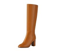NUSGEAR Botas Mujer Retro Planas Zapatos Largas Pisamierdas Mujers Elegante Cuero De Microfibra Alta Cremallera Botin De Piel Para Mujer, Botas Altas De Tacón Alto Por Encima De La Boots