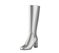NUSGEAR Botas Mujer Retro Planas Zapatos Largas Pisamierdas Mujers Elegante Cuero De Microfibra Alta Cremallera Botin De Piel Para Mujer, Botas Altas De Tacón Alto Por Encima De La Boots