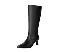 NUSGEAR Botas Mujers Elegante Cuero De Microfibra Alta Cremallera Botin De Piel Para Mujers, Bota Altas De Tacón Alto Por Encima De La Boots De Invierno Boots Altas Para Mujer, Botas Con Tacon