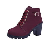 NUSGEAR Botin Tacon Ancho Cordon Cremallera Para Vestir Mujer Botas Militares Botines De Tacón Alto Moda Zapatos Con Cremallera Otoño Invierno Cómodos Botas De Combate