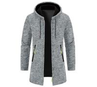 NUSGEAR Cardigan con capucha Hombre Otoño Invierno Chaqueta de punto tejido Casual Suéter Abrigo largo color sólido cremalleras Moda Jersey Chaqueta cálida Cómodo elegante Outwear Tops 2025
