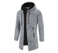 NUSGEAR Cardigan con capucha Hombre Otoño Invierno Chaqueta de punto tejido Casual Suéter Abrigo largo color sólido Cremalleras Moda Jersey Chaqueta cálida Informal Cómodo elegante Outwear Tops 2024