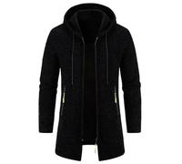 NUSGEAR Cardigan con capucha Hombre Otoño Invierno Chaqueta de punto tejido Casual Suéter Abrigo largo color sólido cremalleras Moda Jersey Chaqueta cálida Cómodo elegante Outwear Tops 2025