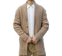 NUSGEAR Cardigan Hombre Otoño Invierno Chaqueta de punto tejido Casual Suéter Abrigo largo color sólido botones Moda Jersey solapa Chaqueta cálida Informal Cómodo elegante Outwear Tops 2024