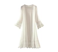NUSGEAR Cárdigan Mujer Encaje Manga Larga Chaqueta largo Elegante Cardigan Casual Verano Otoño Fiesta Elegante Shrug Tops Ligero Abrigo Abierta Bolero Transparente talla grande 2024