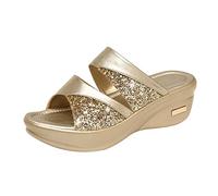 NUSGEAR Chanclas de plataforma Cuña Mujer Sandalias Verano brillantes Zapatos tacón alto Playa Punta Abierta casual Fiesta Sandalias Vestir Zapatillas 2025