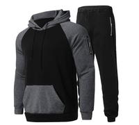NUSGEAR Chandal Hombre Completo otoño invierno 2pc Patchwork Deportivo Jogging Fitness Tracksuit Sudaderas con capucha y pantalones Slim Fit Conjunto Cómodo bolsillos Traje Casual Moda Chandal 2024