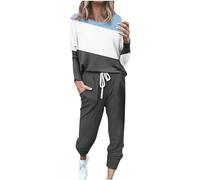NUSGEAR Chandal Mujer Completo otoño invierno 2pc Patchwork Deportivo Tracksuit Sudaderas Jersey manga larga y pantalones Cremallera Conjunto Traje Moda Casual Jogging talla grande 2024