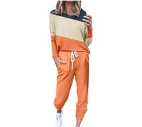 NUSGEAR Chandal Mujer Completo otoño invierno 2pc Patchwork Deportivo Tracksuit Sudaderas Jersey manga larga y pantalones Cremallera Conjunto Traje Moda Casual Jogging talla grande 2024