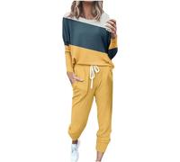 NUSGEAR Chandal Mujer Completo otoño invierno 2pc Patchwork Deportivo Tracksuit Sudaderas Jersey manga larga y pantalones Cremallera Conjunto Traje Moda Casual Jogging talla grande 2024